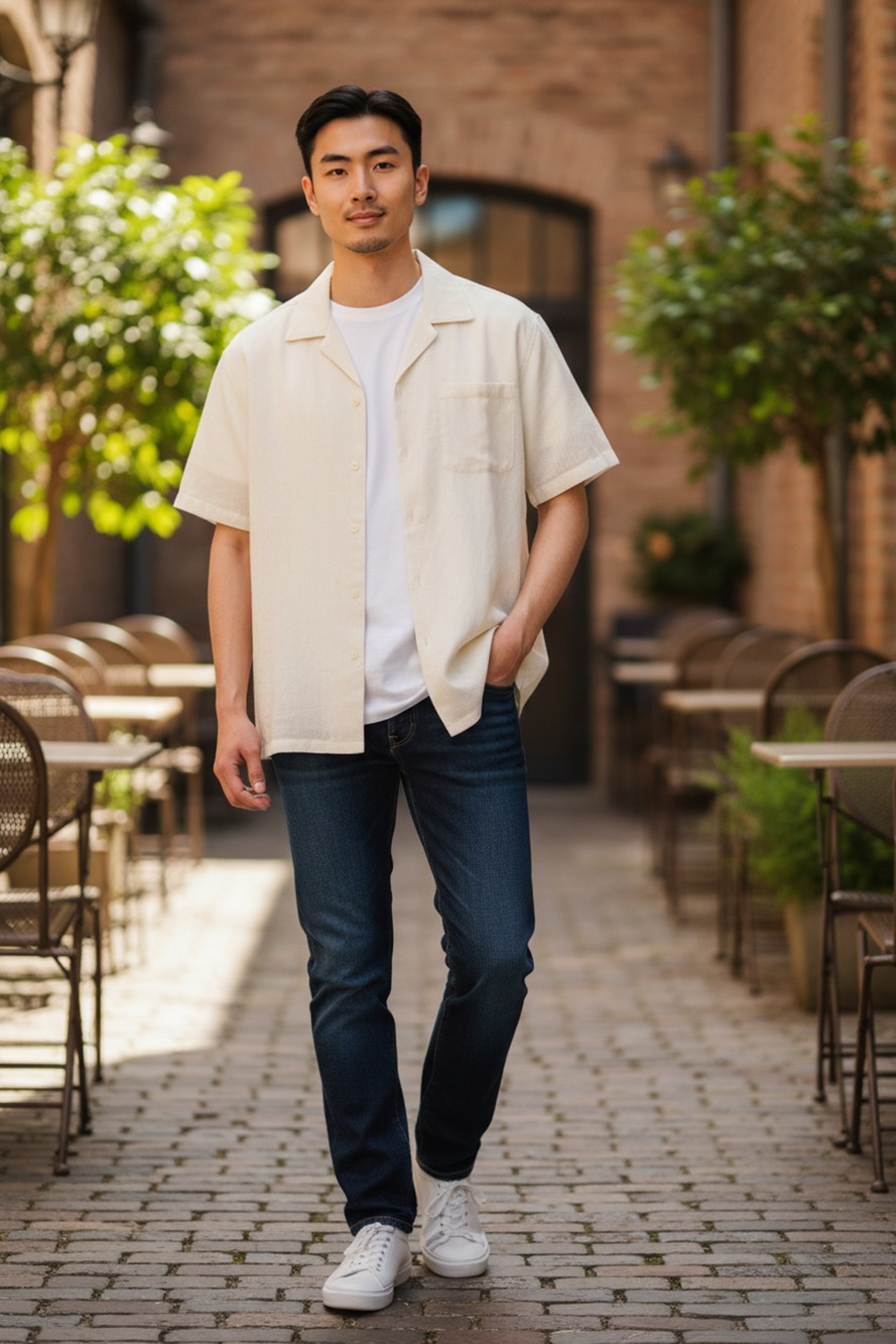 REISS Reeves Ribbed Cotton Regular Fit Button-Down Shirt Size M NEW $125 Ivory